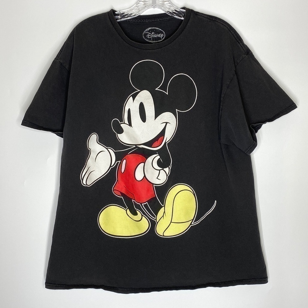 Disney Mickey Mouse All Over Print Black Short Sleeve Tshirt Size XL